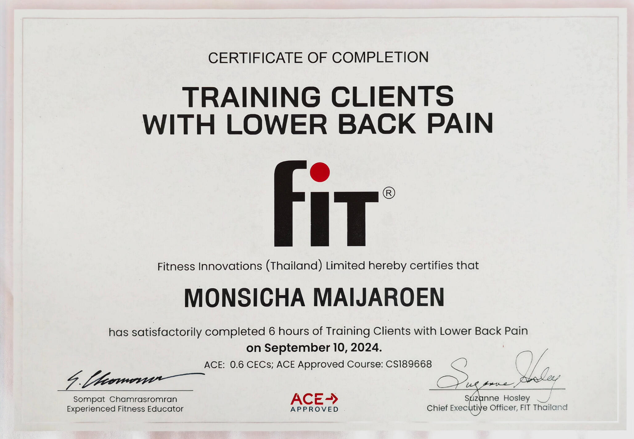 ✔ Training Clients with Lower Back Pain ออกกำลังกายเฉพาะทางแก้ปวดหลังส่วนล่าง → สำหรับคนปวดหลังจากนั่งทำงาน นั่งนาน หรือออฟฟิศซินโดรม